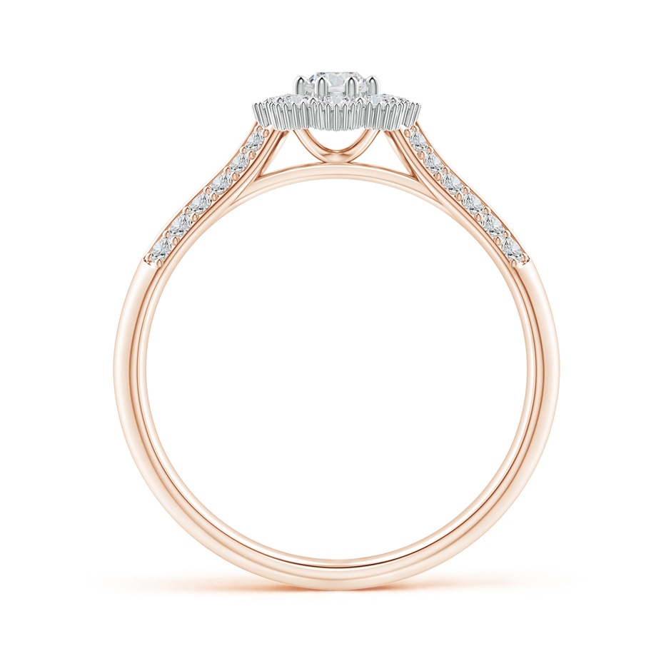 3.1mm HSI2 Floral Clustre Diamond Two Tone Engagement Ring with Milgrain in Rose Gold White Gold Side 1