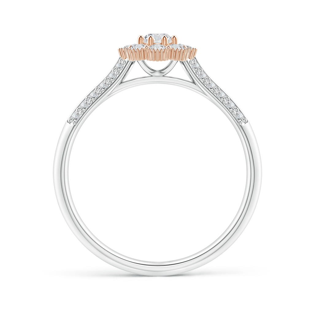 3.1mm HSI2 Floral Cluster Diamond Two Tone Engagement Ring with Milgrain in White Gold Rose Gold - side 1
