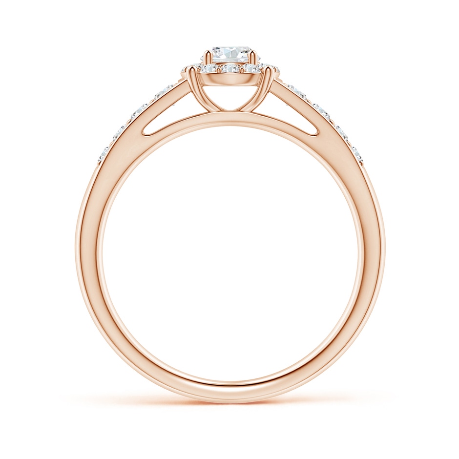 3.8mm GVS2 Round Diamond Halo Engagement Ring in Rose Gold side 1