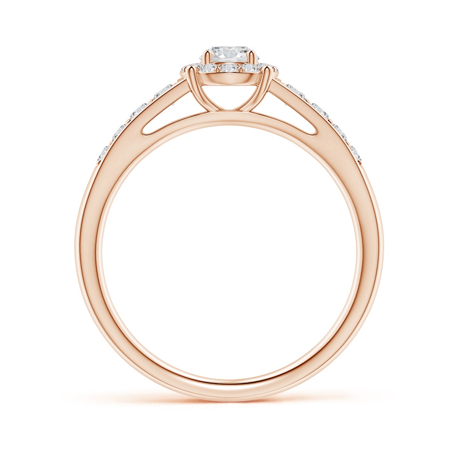 3.8mm HSI2 Round Diamond Halo Engagement Ring in Rose Gold side 1
