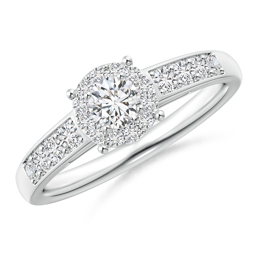 3.8mm HSI2 Round Diamond Halo Engagement Ring in White Gold