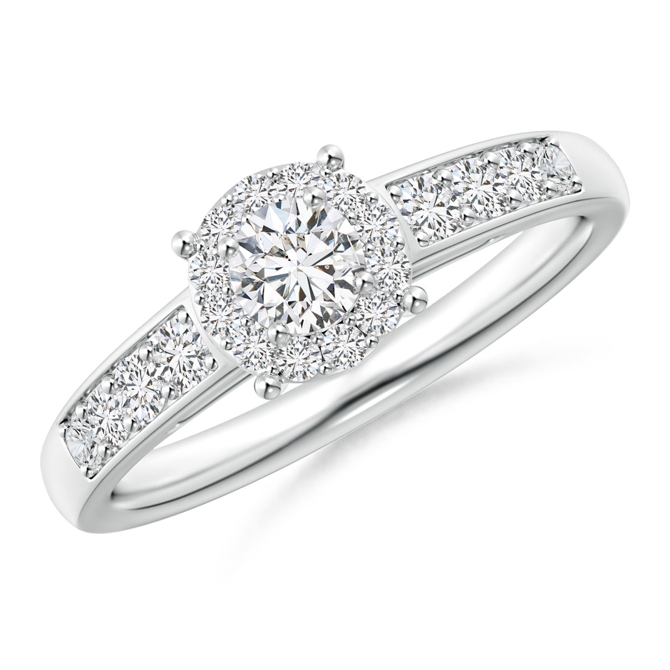 3.8mm HSI2 Round Diamond Halo Engagement Ring in White Gold 