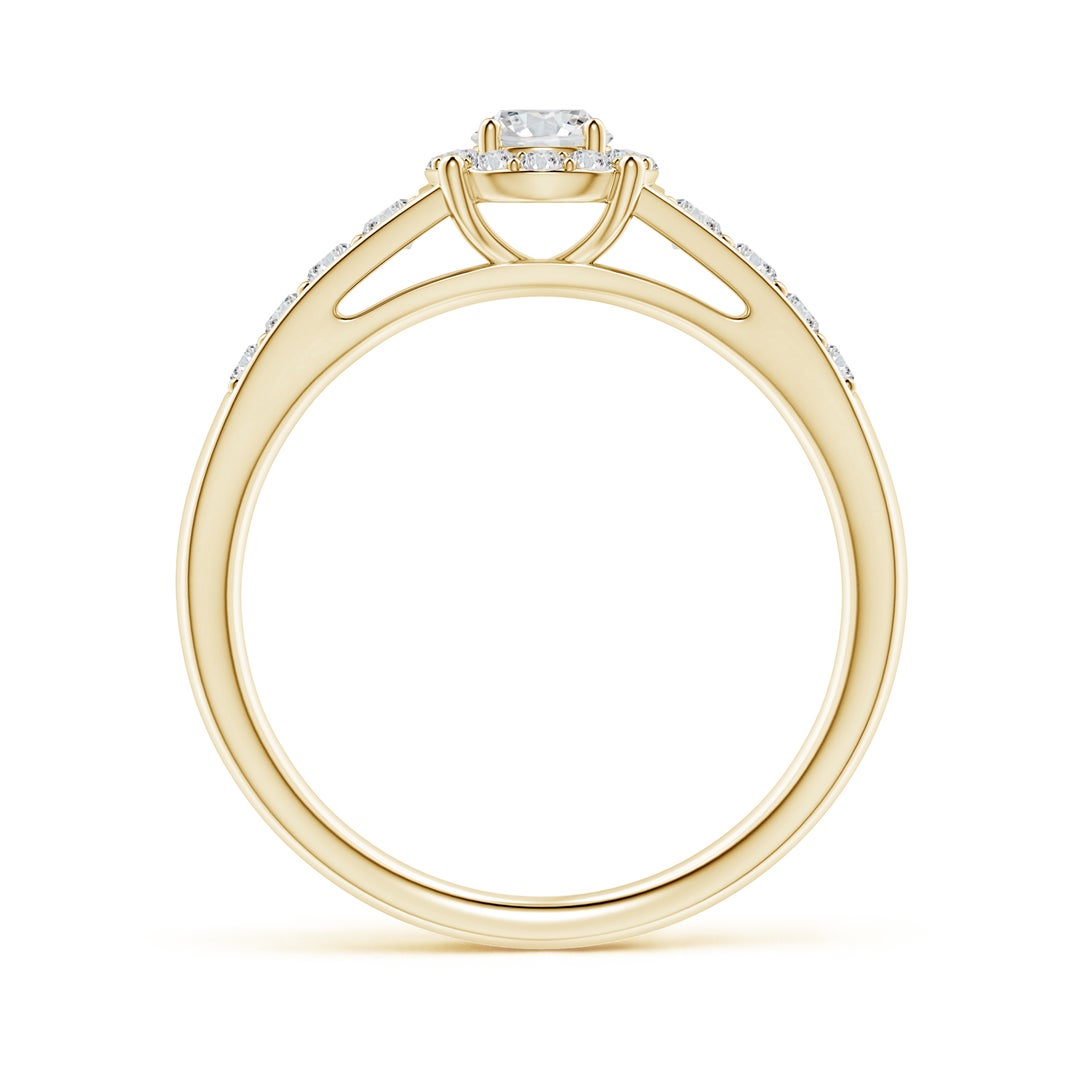 3.8mm HSI2 Round Diamond Halo Engagement Ring in Yellow Gold - side 2