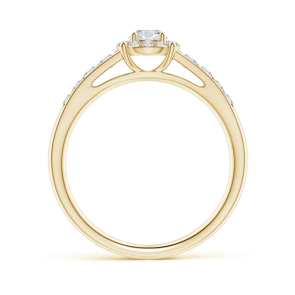 3.8mm HSI2 Round Diamond Halo Engagement Ring in Yellow Gold - side 1