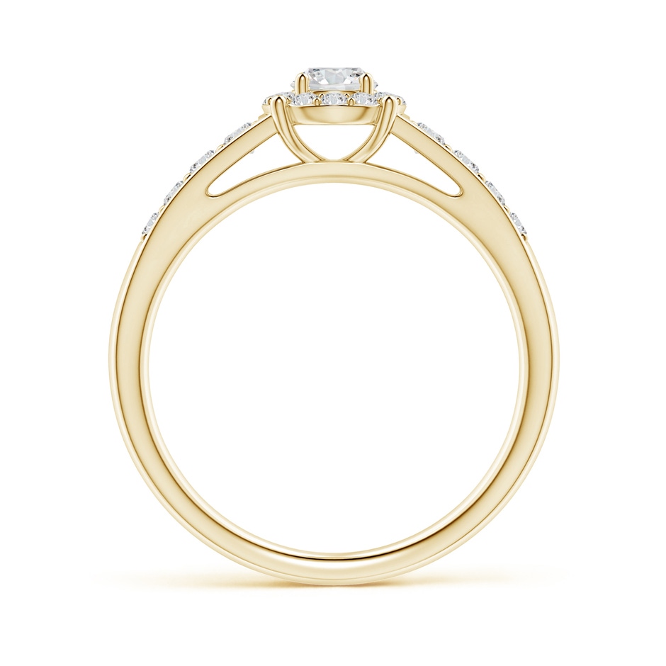 3.8mm HSI2 Round Diamond Halo Engagement Ring in Yellow Gold side 1
