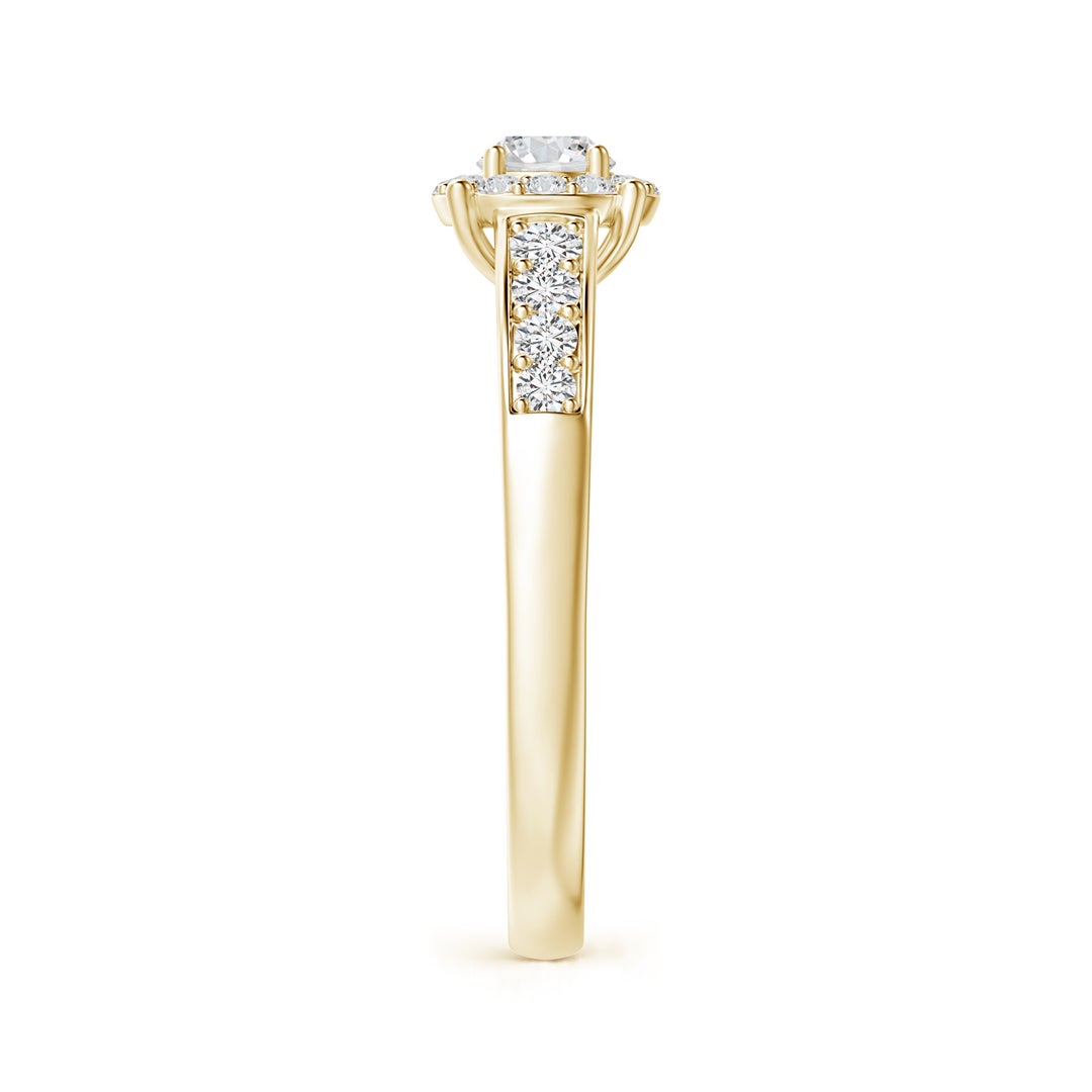 3.8mm HSI2 Round Diamond Halo Engagement Ring in Yellow Gold - side 3