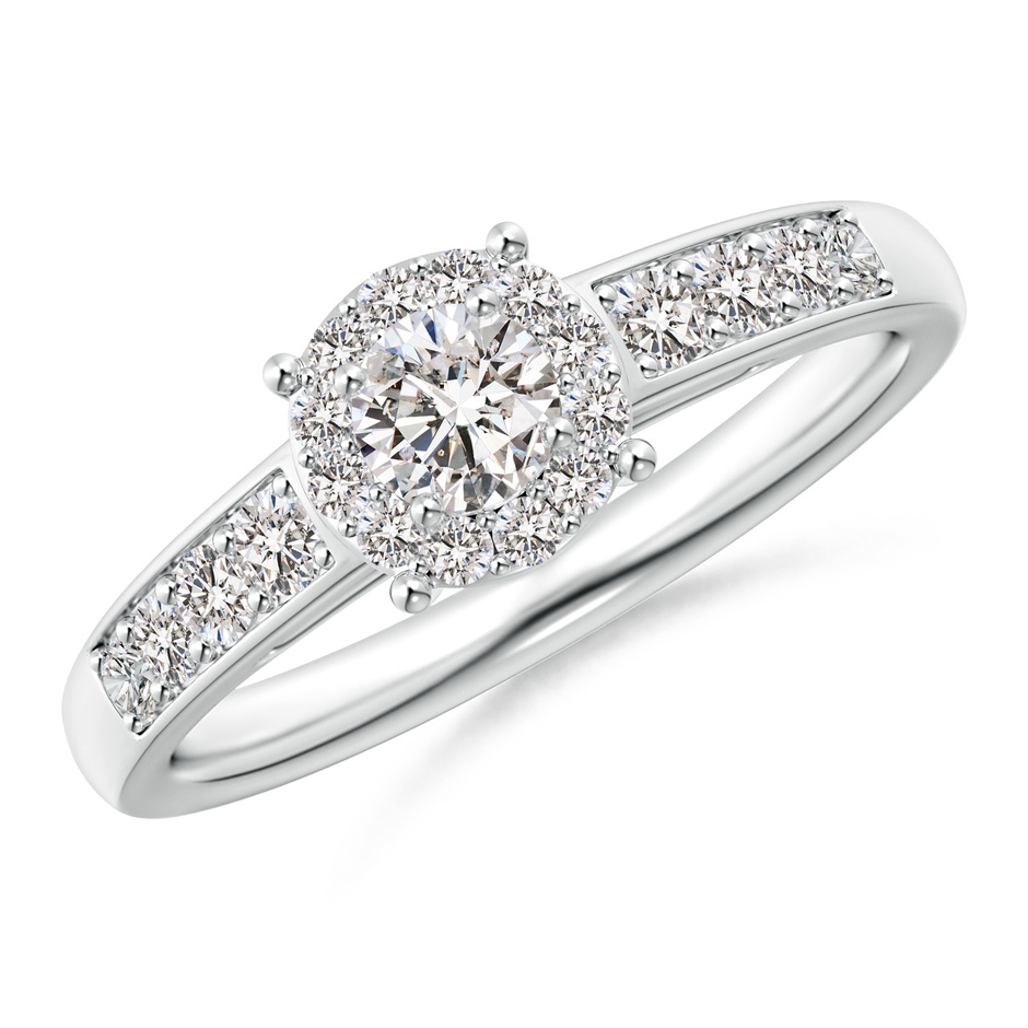 3.8mm IJI1I2 Round Diamond Halo Engagement Ring in White Gold 