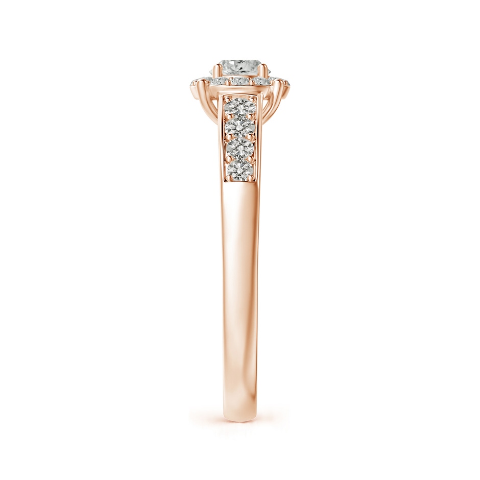 3.8mm KI3 Round Diamond Halo Engagement Ring in Rose Gold side 2