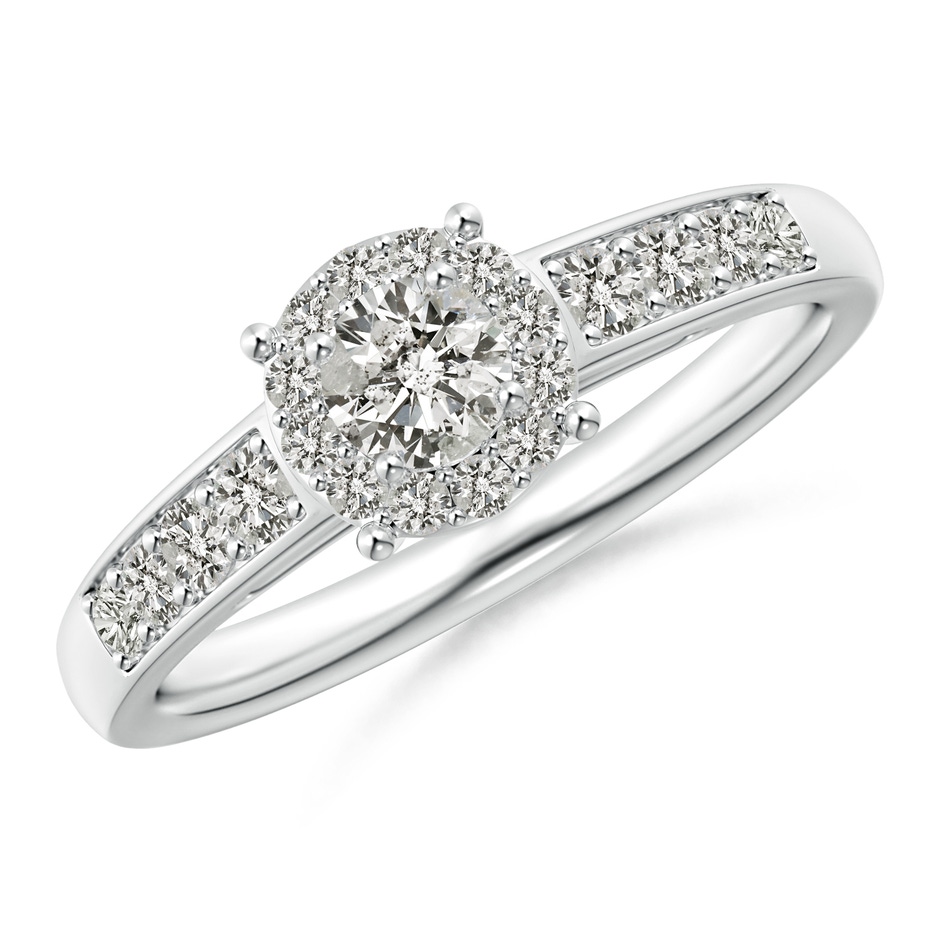 3.8mm KI3 Round Diamond Halo Engagement Ring in S999 Silver 