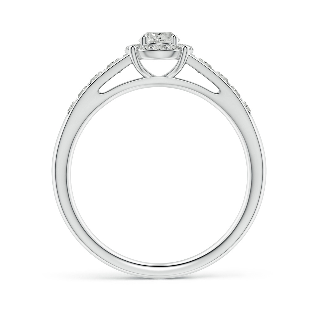 3.8mm KI3 Round Diamond Halo Engagement Ring in S999 Silver - side 1