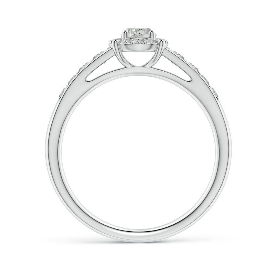 3.8mm KI3 Round Diamond Halo Engagement Ring in S999 Silver side 1
