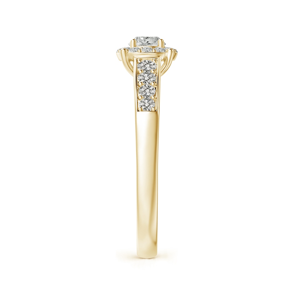 3.8mm KI3 Round Diamond Halo Engagement Ring in Yellow Gold side 2