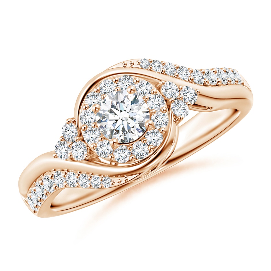 4.1mm GVS2 Diamond Halo Bypass Engagement Ring in Rose Gold 
