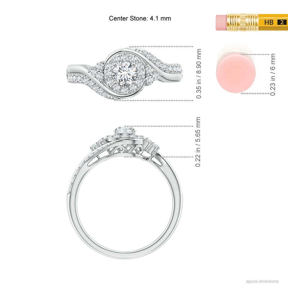 4.1mm GVS2 Diamond Halo Bypass Engagement Ring in White Gold ruler