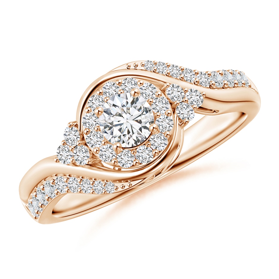 4.1mm HSI2 Diamond Halo Bypass Engagement Ring in Rose Gold 
