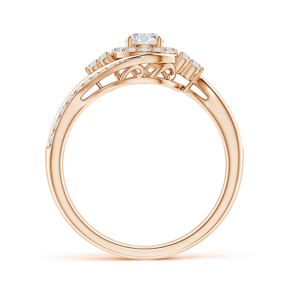 4.1mm HSI2 Diamond Halo Bypass Engagement Ring in Rose Gold side 1