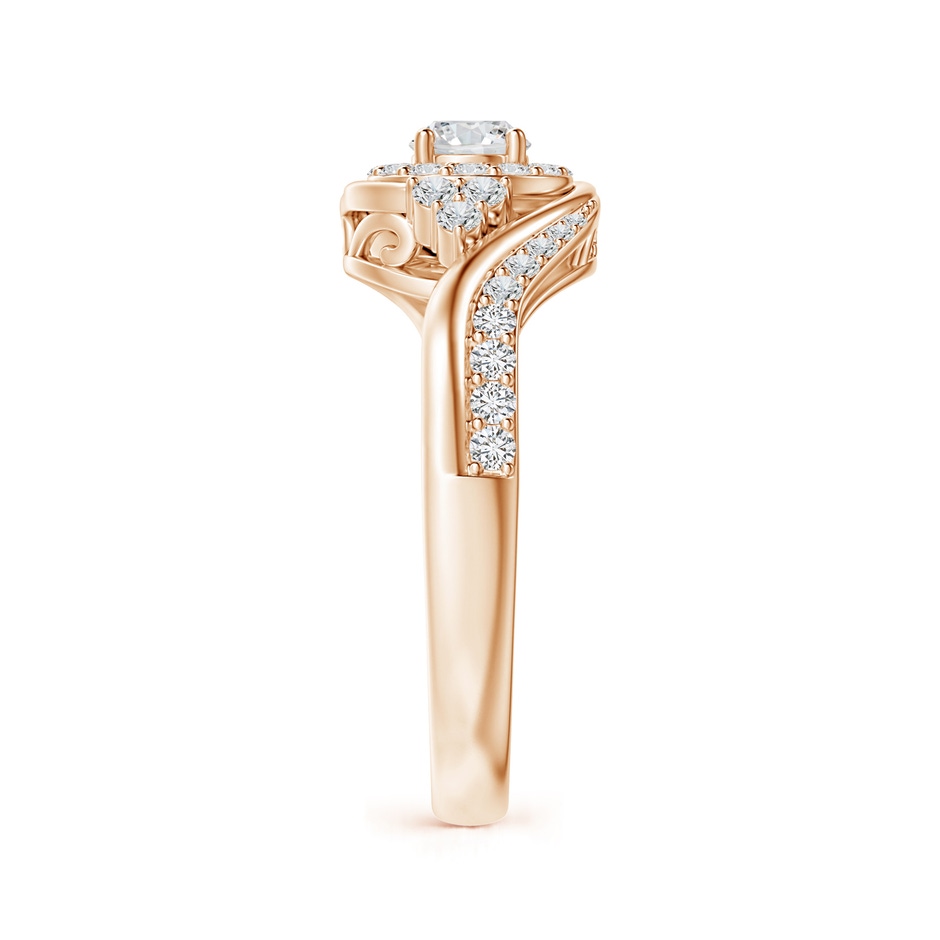 4.1mm HSI2 Diamond Halo Bypass Engagement Ring in Rose Gold side 2