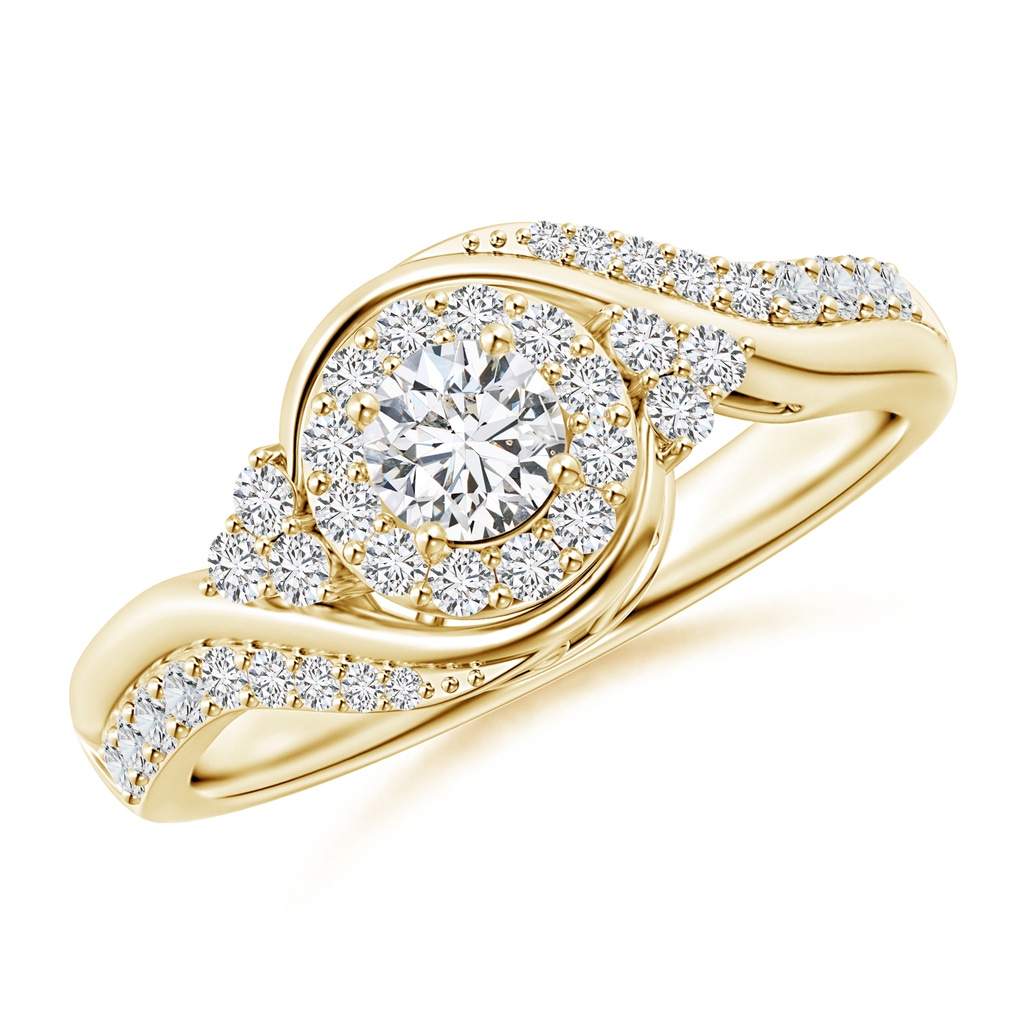 4.1mm HSI2 Diamond Halo Bypass Engagement Ring in Yellow Gold