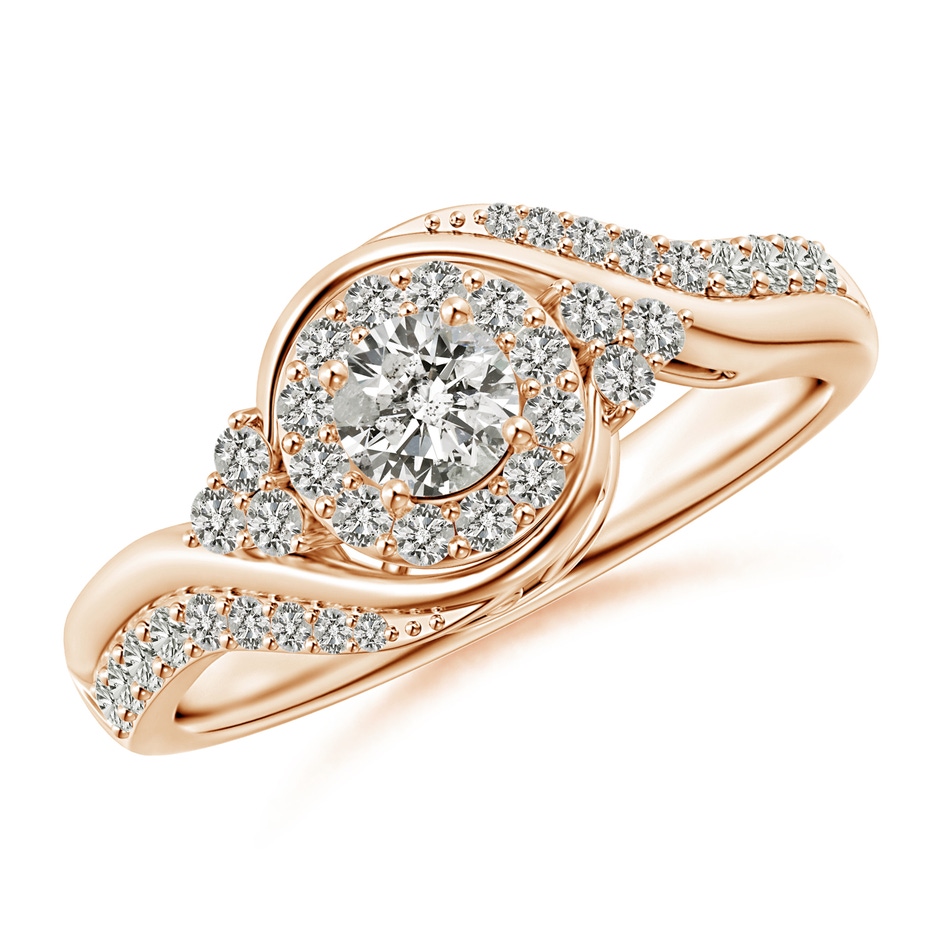 4.1mm KI3 Diamond Halo Bypass Engagement Ring in Rose Gold 