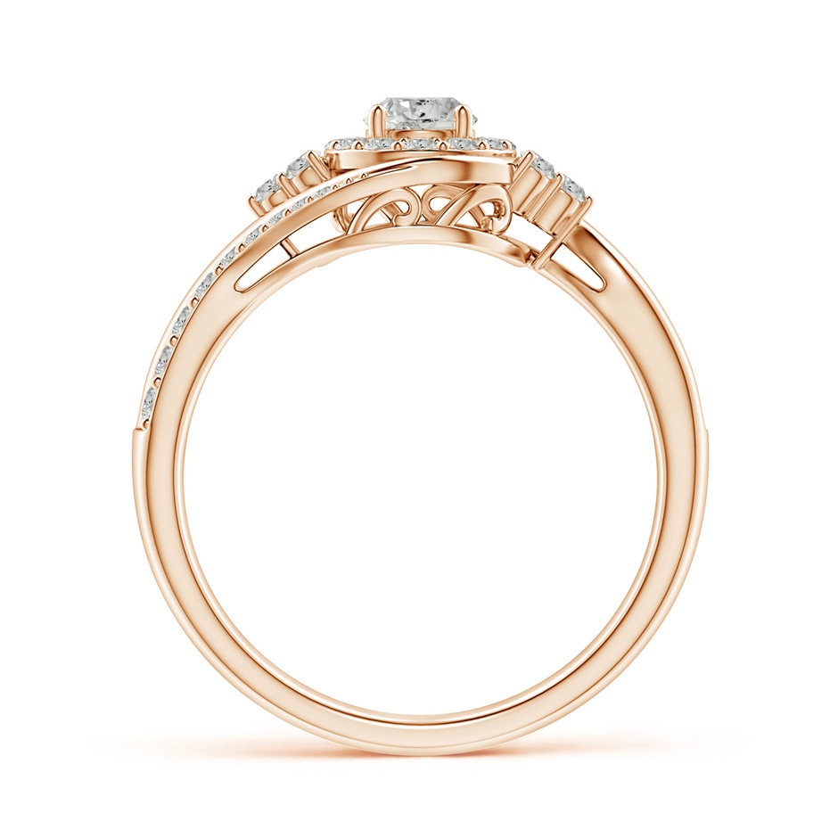 4.1mm KI3 Diamond Halo Bypass Engagement Ring in Rose Gold side 1