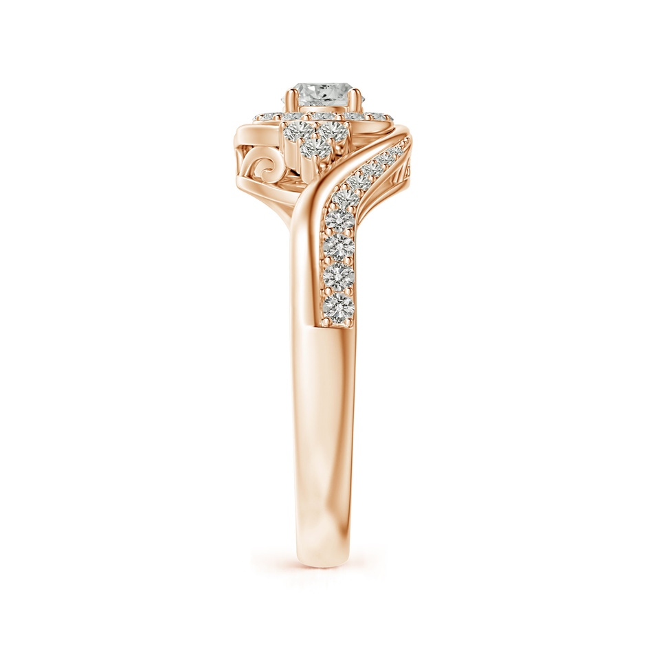 4.1mm KI3 Diamond Halo Bypass Engagement Ring in Rose Gold side 2