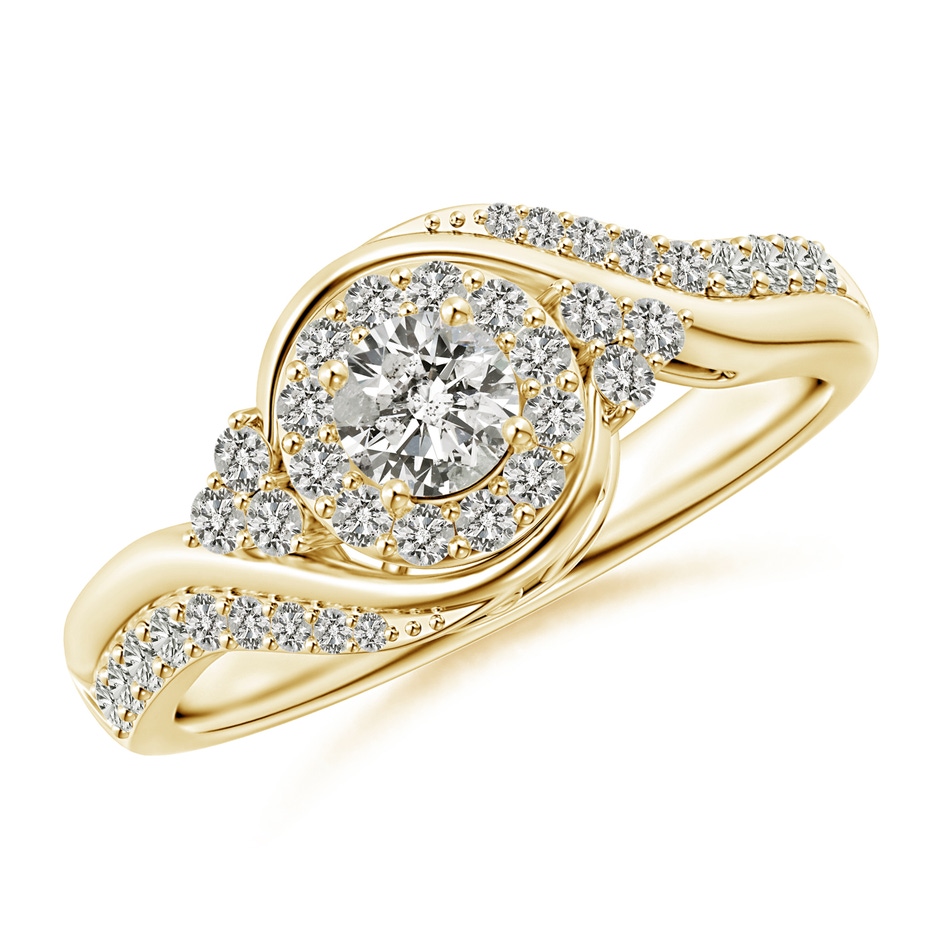 4.1mm KI3 Diamond Halo Bypass Engagement Ring in Yellow Gold 