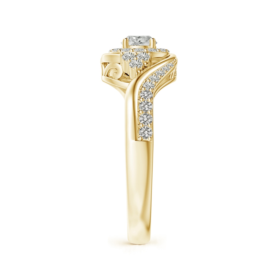 4.1mm KI3 Diamond Halo Bypass Engagement Ring in Yellow Gold side 2
