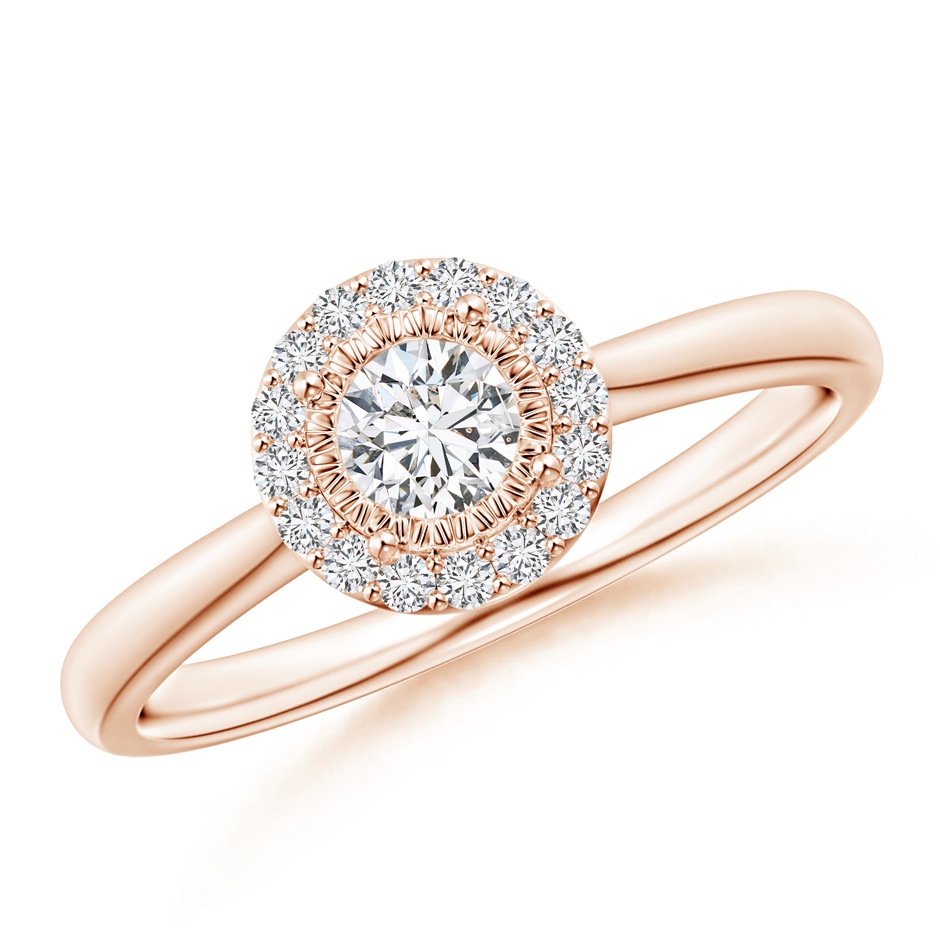 4mm HSI2 Miracle Plate Diamond Halo Engagement Ring in Rose Gold 