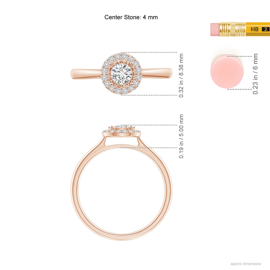 4mm HSI2 Miracle Plate Diamond Halo Engagement Ring in Rose Gold product image