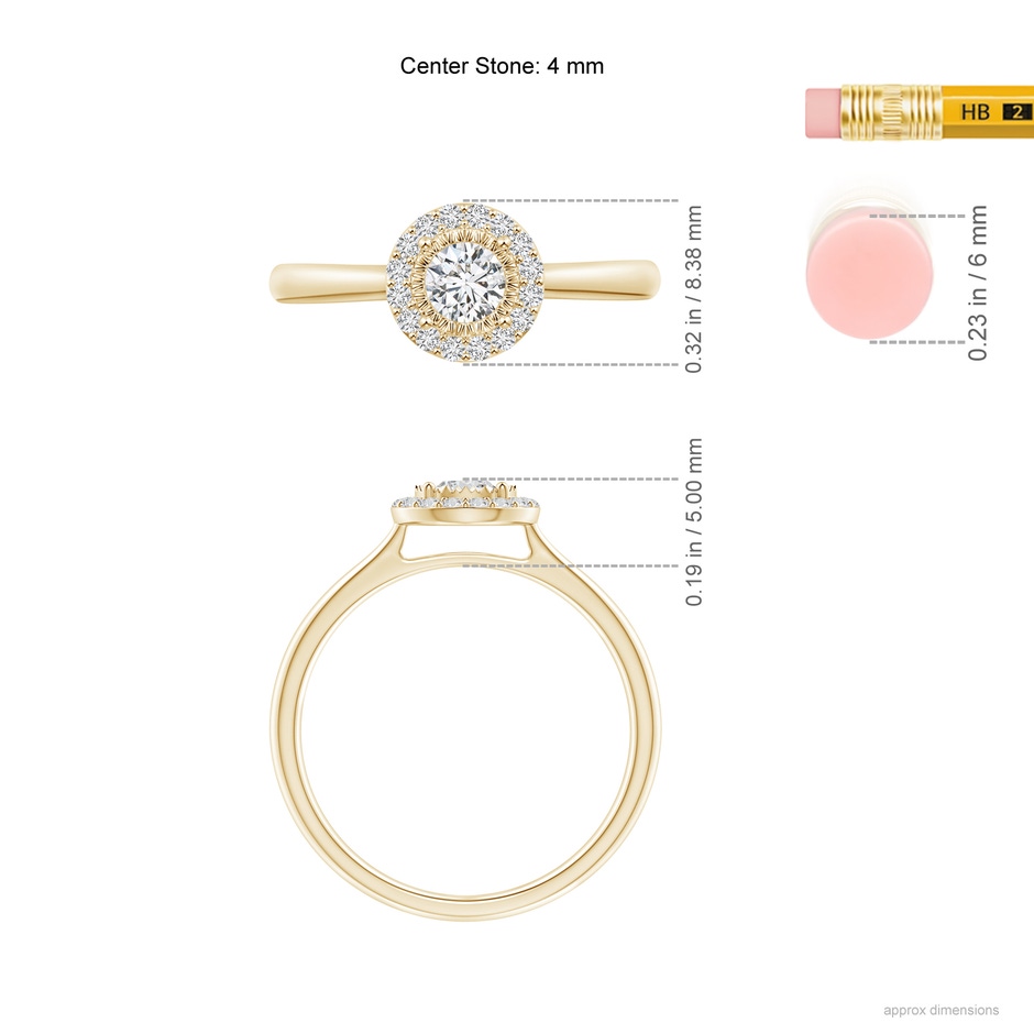 4mm HSI2 Miracle Plate Diamond Halo Engagement Ring in Yellow Gold product image