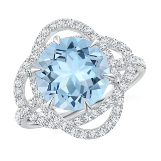 7.99-8.08x5.44mm AAAA GIA Certified Aquamarine Ring with Entwined Diamond Halo in P950 Platinum