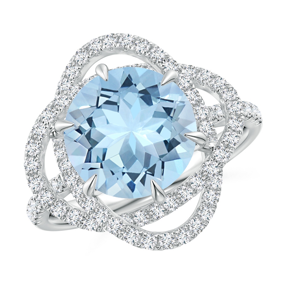 7.99-8.08x5.44mm AAAA GIA Certified Aquamarine Ring with Entwined Diamond Halo in P950 Platinum 