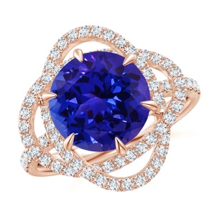10.11x9.99x6.00mm AAAA GIA Certified Tanzanite Ring with Entwined Diamond Halo in 18K Rose Gold