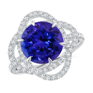 10.11x9.99x6.00mm AAAA GIA Certified Tanzanite Ring with Entwined Diamond Halo in P950 Platinum