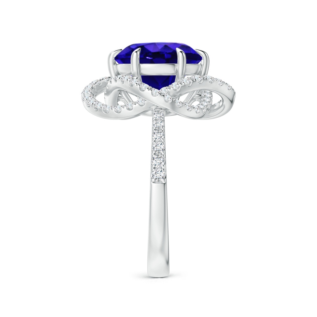 10.11x9.99x6.00mm AAAA GIA Certified Tanzanite Ring with Entwined Diamond Halo in White Gold Side 399