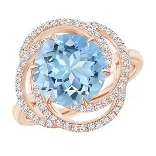 7.99-8.08x5.44mm AAAA GIA Certified Aquamarine Cocktail Ring with Spiral Halo in 10K Rose Gold