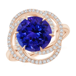 10.11x9.99x6.00mm AAAA GIA Certified Tanzanite Cocktail Ring with Spiral Halo in 10K Rose Gold