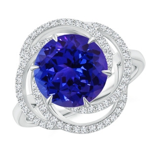 10.11x9.99x6.00mm AAAA GIA Certified Tanzanite Cocktail Ring with Spiral Halo in P950 Platinum