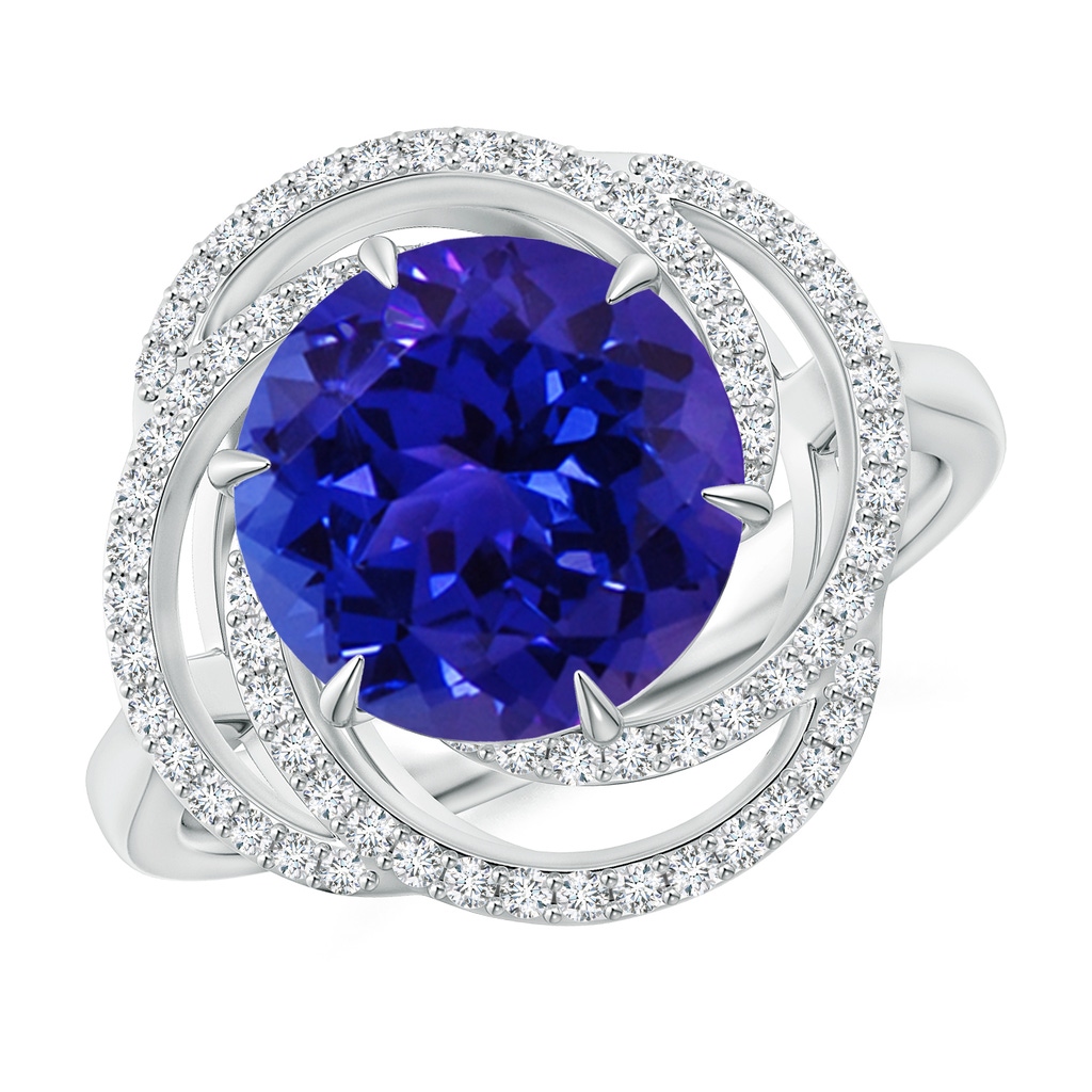 10.11x9.99x6.00mm AAAA GIA Certified Tanzanite Cocktail Ring with Spiral Halo in White Gold