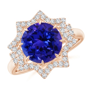 10.11x9.99x6.00mm AAAA GIA Certified Tanzanite Eight-Point Star Halo Cocktail Ring in 10K Rose Gold