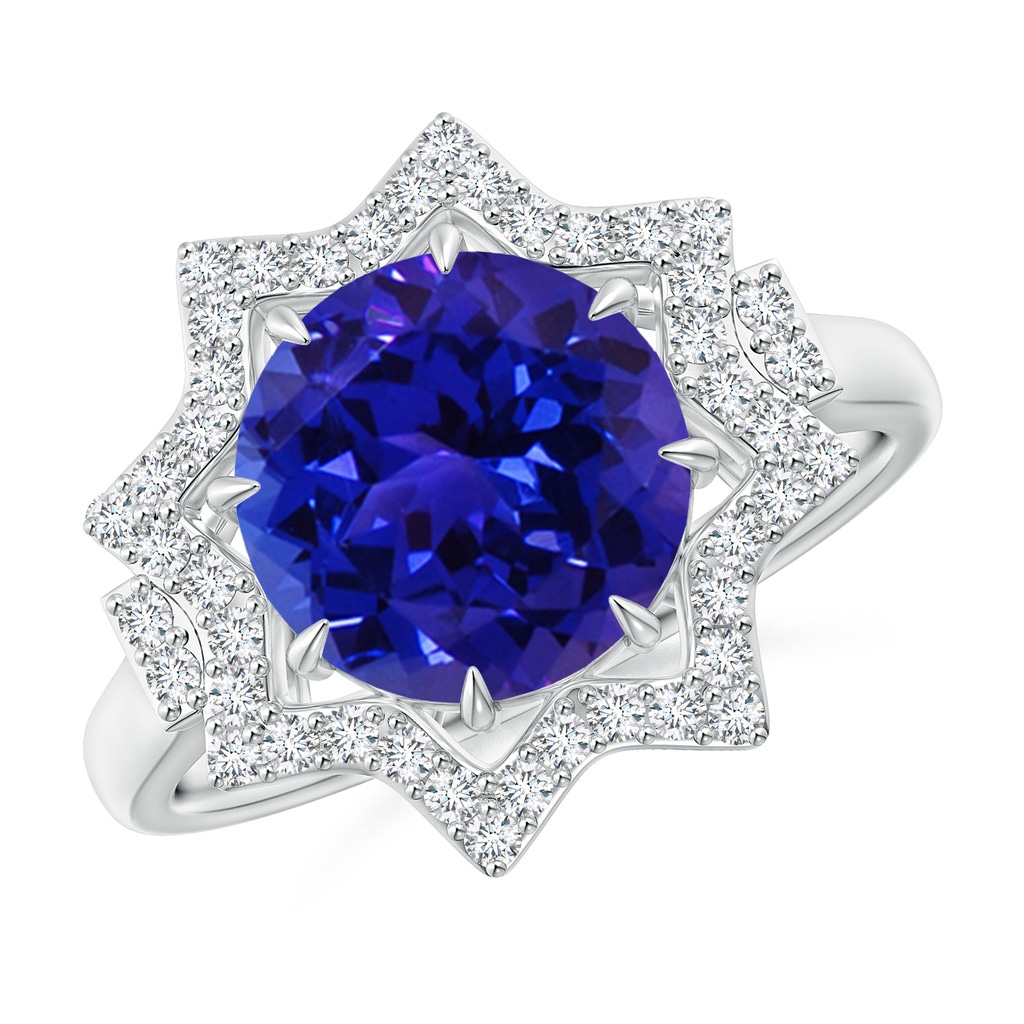 10.11x9.99x6.00mm AAAA GIA Certified Tanzanite Eight-Point Star Halo Cocktail Ring in White Gold