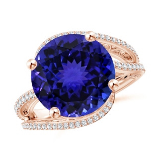 12.39-12.50x8.74mm AAA GIA Certified Tanzanite Engagement Ring with Bypass Shank in 18K Rose Gold