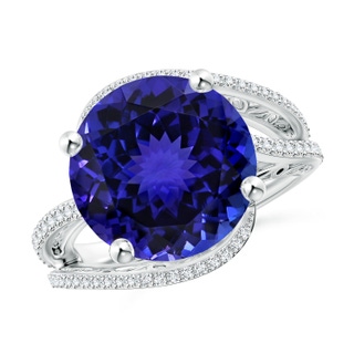 12.39-12.50x8.74mm AAA GIA Certified Tanzanite Engagement Ring with Bypass Shank in 18K White Gold
