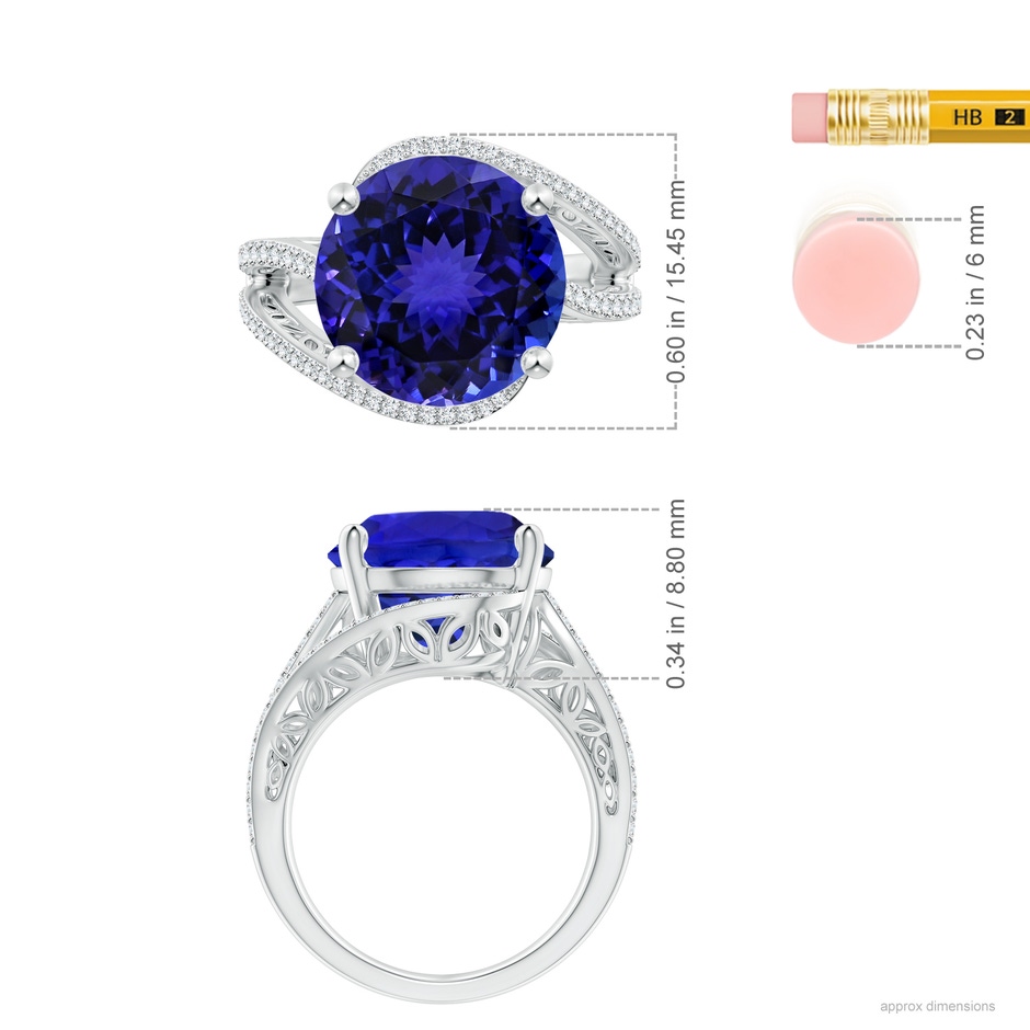 12.39-12.50x8.74mm AAA GIA Certified Tanzanite Engagement Ring with Bypass Shank in P950 Platinum ruler