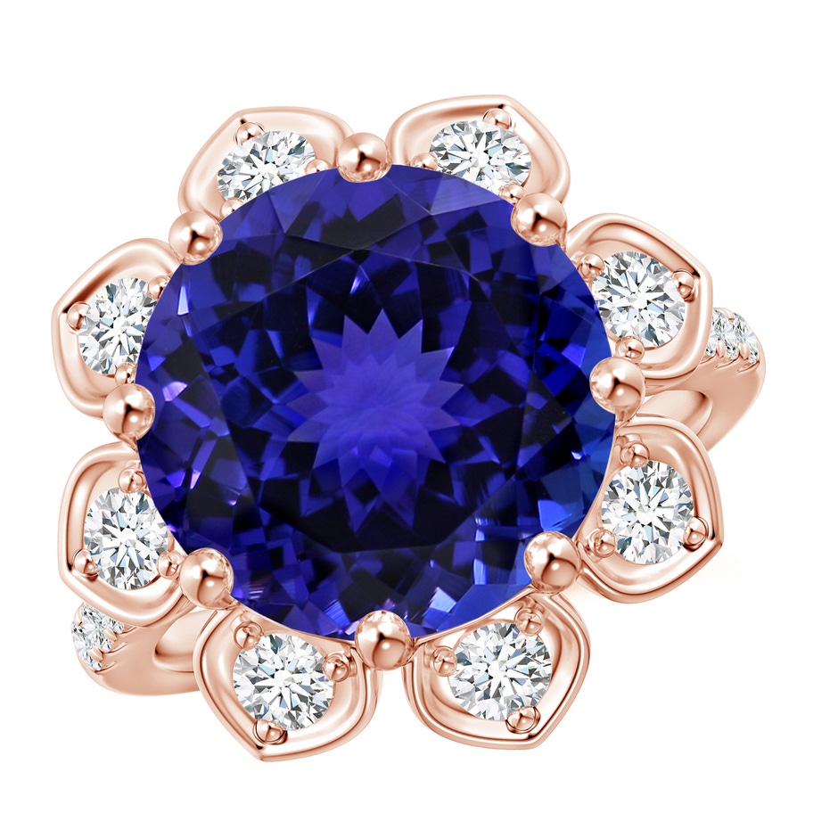 12.39-12.50x8.74mm AAA GIA Certified Tanzanite Floral Cocktail Ring with Diamonds in 18K Rose Gold 