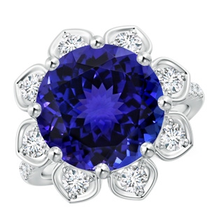 12.39-12.50x8.74mm AAA GIA Certified Tanzanite Floral Cocktail Ring with Diamonds in 18K White Gold