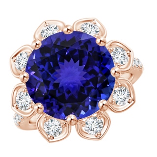 12.39-12.50x8.74mm AAA GIA Certified Tanzanite Floral Cocktail Ring with Diamonds in 9K Rose Gold