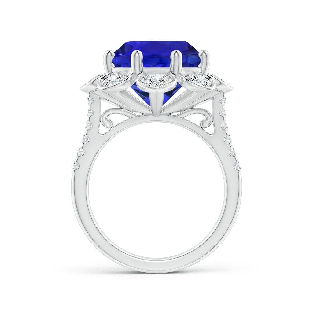 12.39-12.50x8.74mm AAA GIA Certified Tanzanite Floral Cocktail Ring with Diamonds in White Gold - side 199