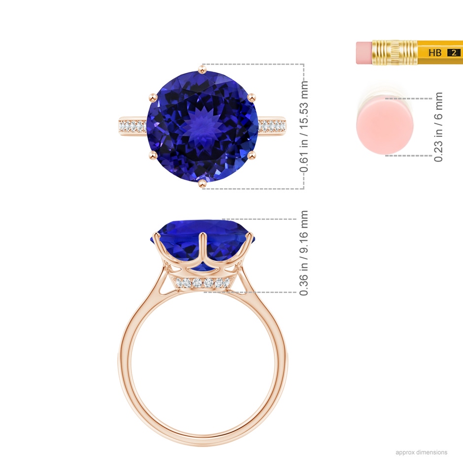 12.39-12.50x8.74mm AAA GIA Certified Tanzanite Engagement Ring with Hidden Halo in Rose Gold ruler