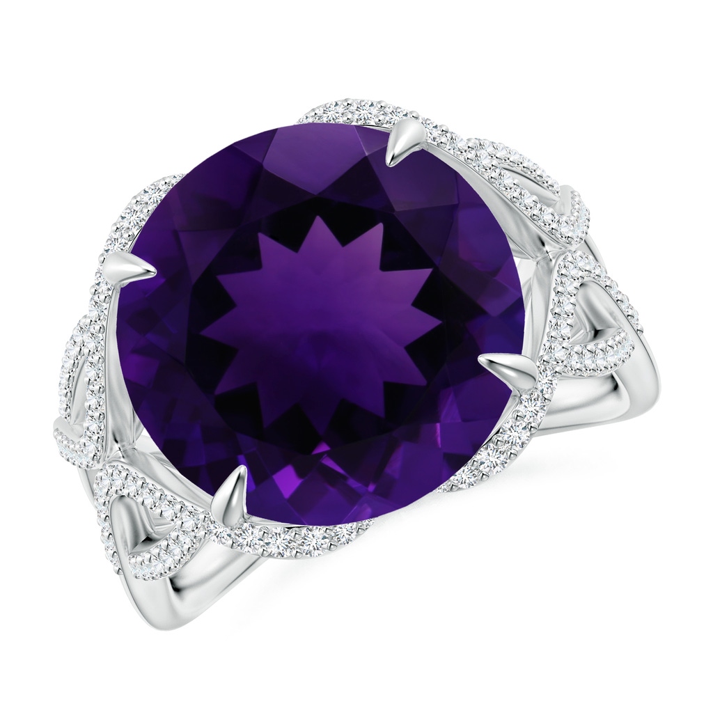 13.02-13.12x7.48mm AA GIA Certified Amethyst Entwined Shank Ring in White Gold